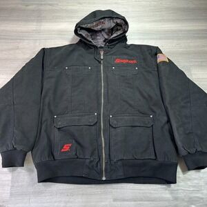 Snap-on Tools Jacket Mens 2XL Black Canvas Hooded Insulated Full Zip Workwear
